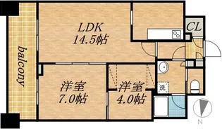 パークアクシス札幌植物園前【2階】の間取り