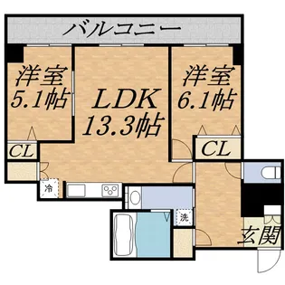 レジディア大通公園【13階】の間取り