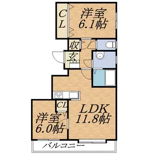ドミ山鼻拾条【305号室】の間取り