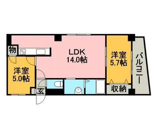 ビッグパレス中島公園【610号室】の間取り
