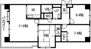 アルファスクエア円山【6階】の間取り