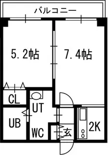 グランカーサ南11条【00410号室】の間取り