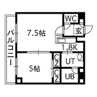フィオーレクレッシェレ【203号室】の間取り