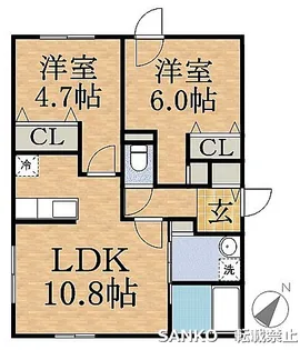 ル・ファール宮の沢【1階】の間取り