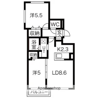 北海道札幌市豊平区平岸二条8丁目【マンション】の間取り