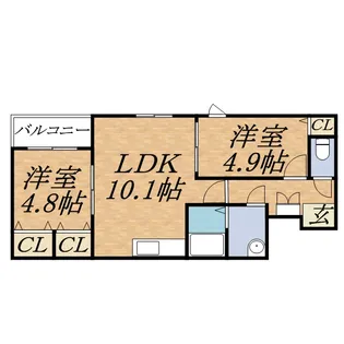 TREVENTI美術館西【2階】の間取り