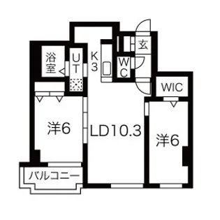 大通シャトー桂和西16【6階】の間取り