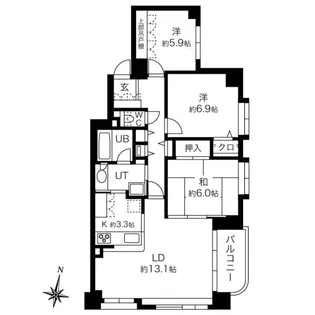 クリオ旭ヶ丘弐番館【5階】の間取り