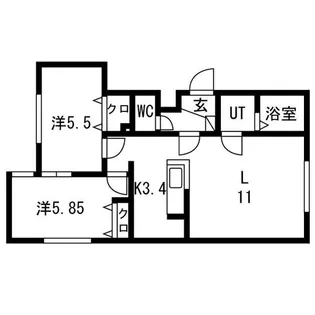 サリーヴィラ月寒東【1階】の間取り