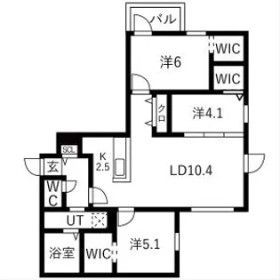 TS COURT WEST13(読みティーエスコートウェスト1【3階】の間取り