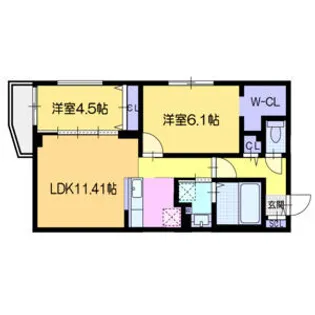 ヴォヤージュ菊水【407号室】の間取り