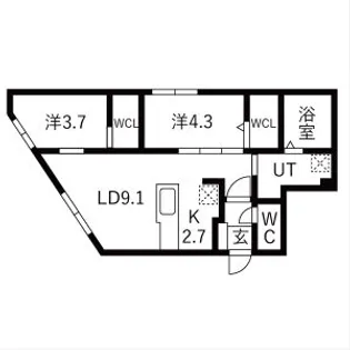 ラグランジュ円山【405号室】の間取り