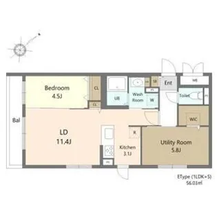 ガーデンクォーツ琴似【106号室】の間取り