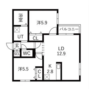 ZABO HILLS 旭山公園通り【203号室】の間取り