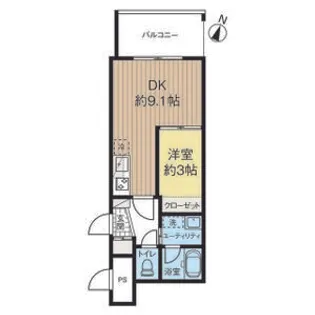 カピテーヌ円山【00105号室】の間取り