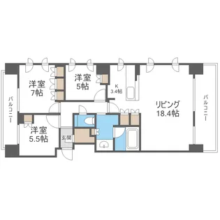 ザ・ライオンズ札幌植物園YAYOI GARDENS【9階】の間取り