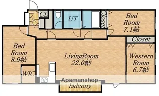 ル・ジャルダン・デュ・オークラ(LEJARDIN【302号室】の間取り