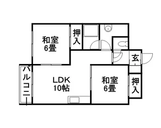 2LDKの間取り画像