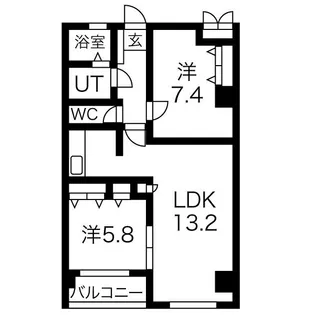 リベルティ山鼻【1階】の間取り