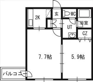 ミュプレ円山公園【00106号室】の間取り