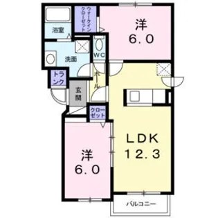 ソレイユ西町A【2階】の間取り