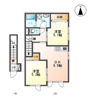 ハウスKMT【202号室】の間取り