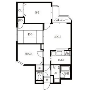 山鼻コンパウンド【0103号室】の間取り