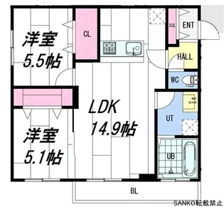 ANGEーSENTIER(アンジュ・サンティエ)【1階】の間取り