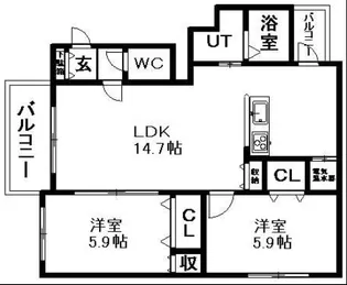 アヴァンセ旭ヶ丘【202号室】の間取り