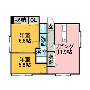 カーサ山鼻【105号室】の間取り