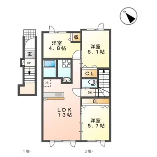 LATERRE新琴似Ⅱ【202号室】の間取り