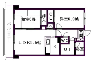 旭山シャトー桂和【204号室】の間取り