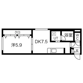 1DKの間取り画像