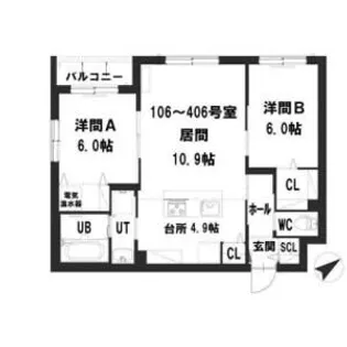 グランメールアサヒⅥ【2階】の間取り