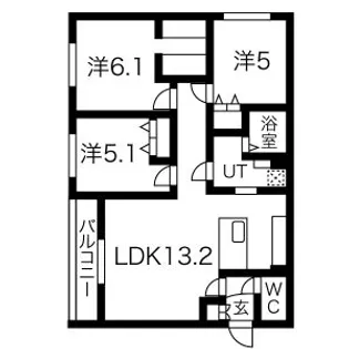 カレラ山の手【1階】の間取り