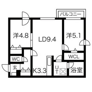 アンジュール発寒南【3階】の間取り