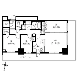 ライオンズタワー札幌【12階】の間取り
