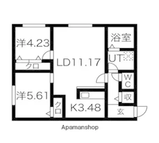 ヴォーネン幌西【1階】の間取り