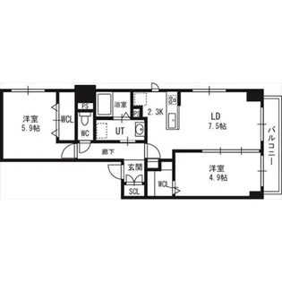 アルファスクエア中島公園【00201号室】の間取り