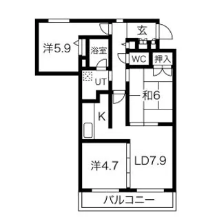 ガーデンハウス山鼻南Ⅱ【502号室】の間取り