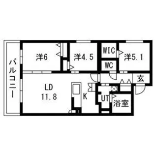 アルファスクエア南5条東【00708号室】の間取り