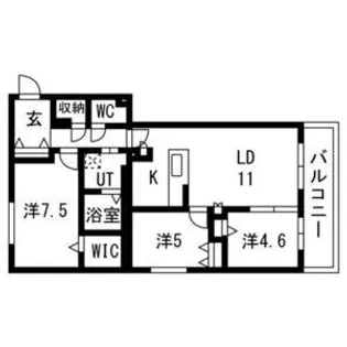 アルファスクエア南5条東【5階】の間取り
