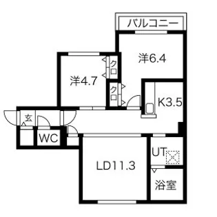 仮)GAー琴似2ー7MS A棟【2階】の間取り