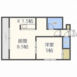 ドエル札幌南6条Ⅰ【0605号室】の間取り