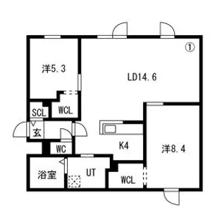 HILLS SAPPORO Ⅵ (読みヒルズサッポロシックス)【4階】の間取り