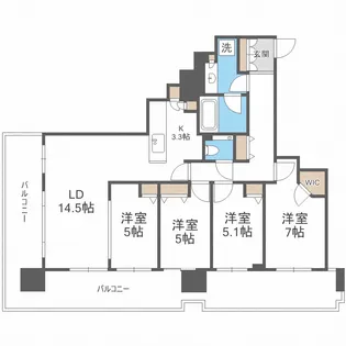 プレミストタワーズ札幌苗穂AQUAGATE【6階】の間取り
