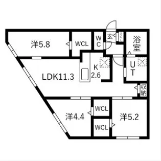 ラグランジュ円山【103号室】の間取り