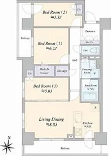 ジュノール札幌植物園【0806号室】の間取り