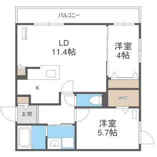ガーデンクォーツ琴似【3階】の間取り