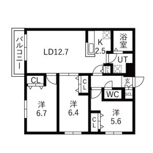 ZABO HILLS 旭山公園通り【202号室】の間取り